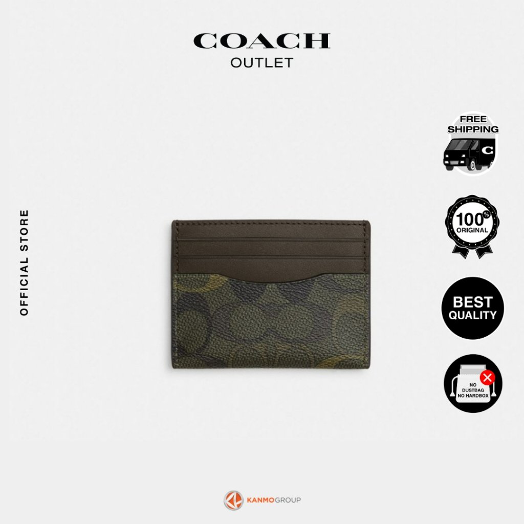 Coach Slim Card Case In Signature Canvas - Dompet Kartu Pria