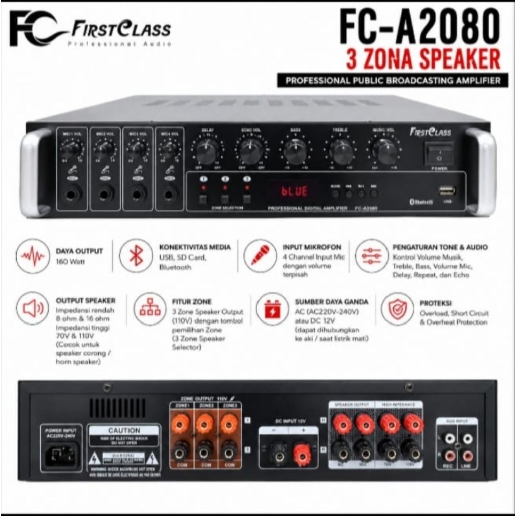 AMPLIFIER FIRSTCLASS FC- A2080 AMPLIFIER TOA MASJID