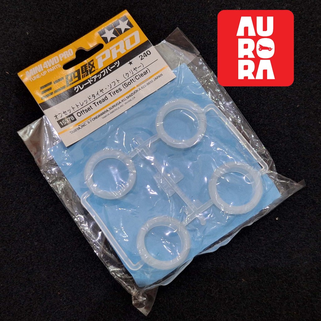 TAMIYA - Mini 4wd Tune Up Parts - Offset Tread Tires (Soft/Clear) (size large) - Item 15378