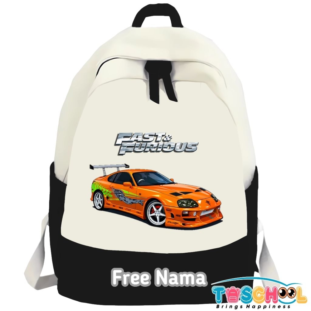 TAS RANSEL ANAK GAMBAR MOBIL FAST & FURIOUS FREE NAMA