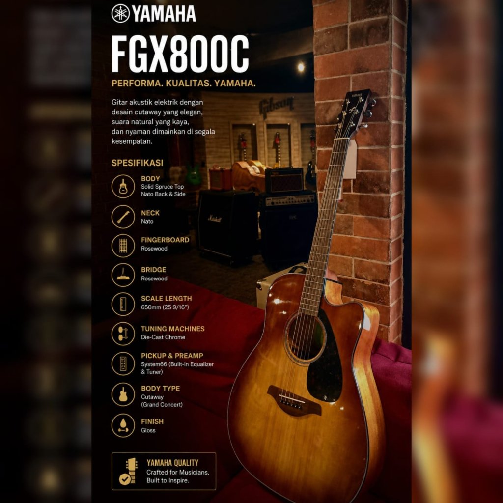 Yamaha FGX800C Sunburst Acoustic Electric Guitar