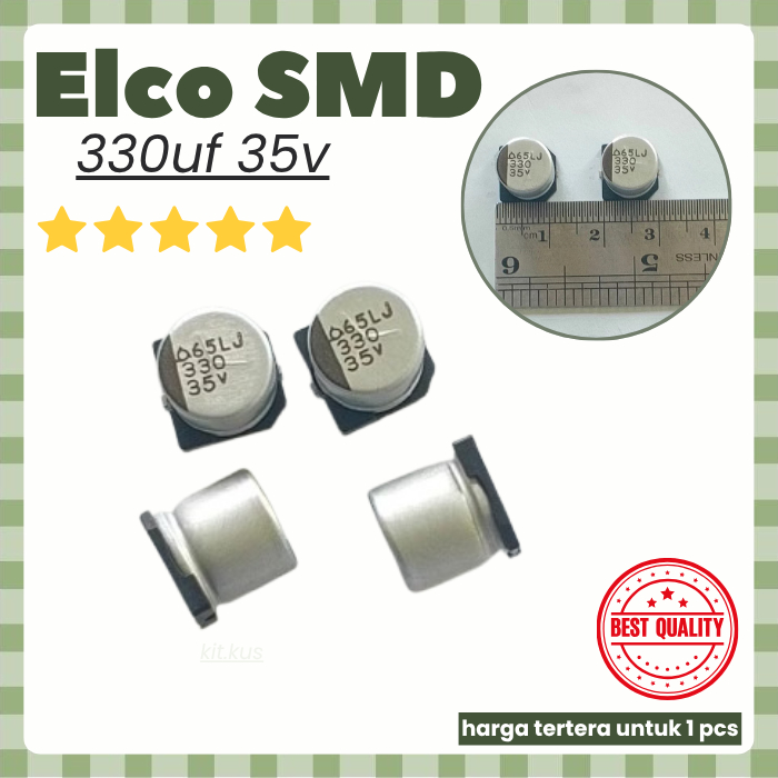 Kapasitor Elco SMD 330uF 35V Aluminium Electrolytic Capacitor 330 uF 35 Volt