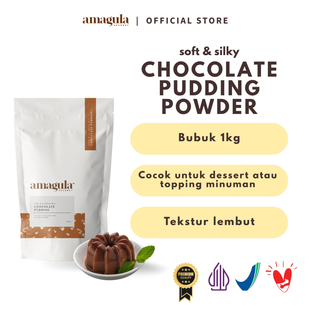AMAGULA BUBUK PUDING RASA COKLAT/ CHOCOLATE PUDDING MIX/  PREMIX 1000G (1KG) - UNTUK TOPPING MINUMAN