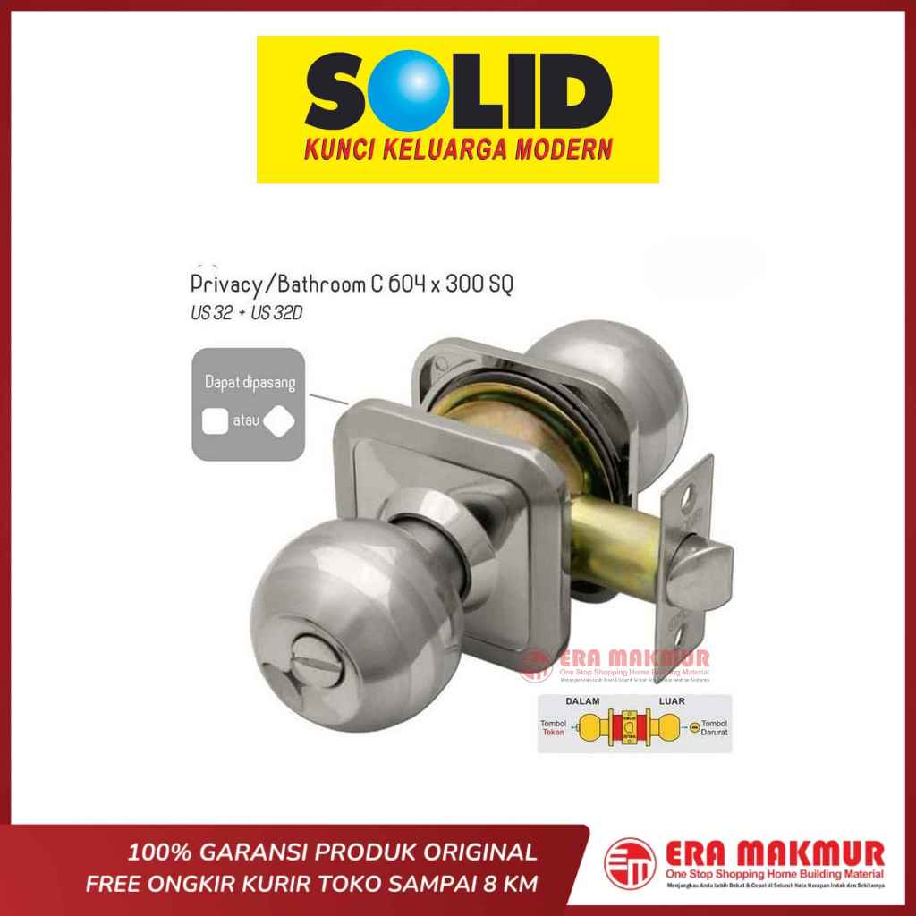 SOLID - C 604 X 300 KUNCI PINTU BULAT / CYLINDRICAL LOCKSET SOLID C 604 X 300 TANPA ANAK KUNCI