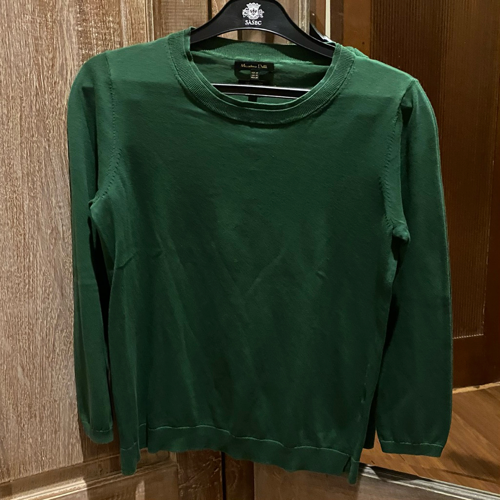 Massimo Dutti Lightweight Sweater Forest Green