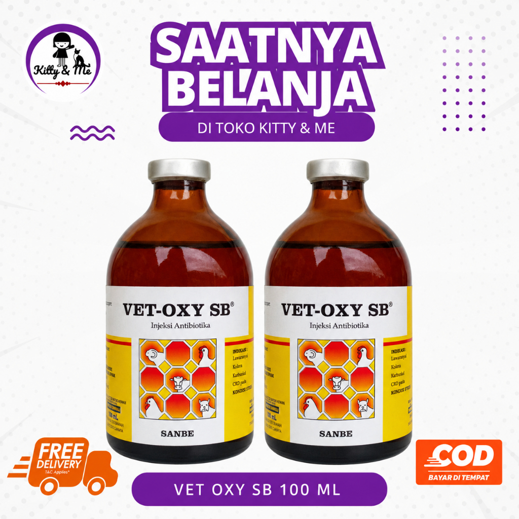 VET OXY SB 100 ML - Obat Infeksi Sapi Kucing Anjing Domba Kambing Unggas Oxytetracyclin Vetoxy SB