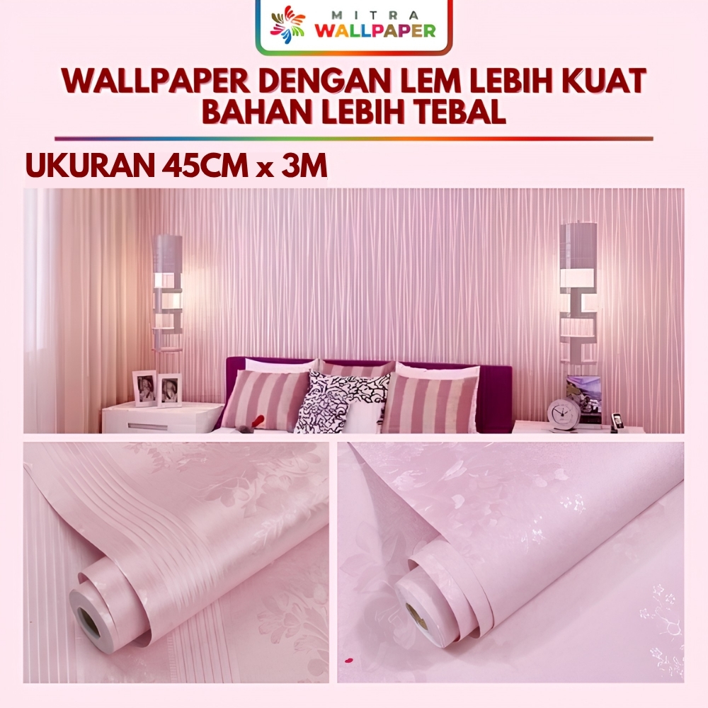 Welpeper Dinding Kamar Tidur Walpaper Dinding Kamar Aesthetic Warna Pink Daun Dinding Wallpaper