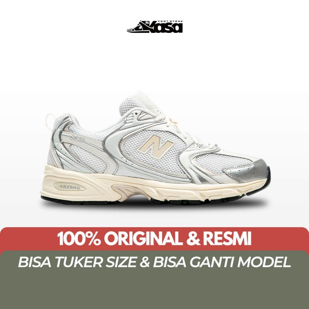 Sepatu Sneakers Wanita NB 530 U530ESB Metallic Silver Linen