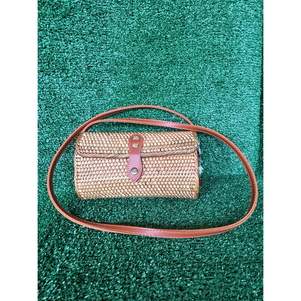 tas rotan Bali/tas rotan kotak/tas ate Free gantungan kunci