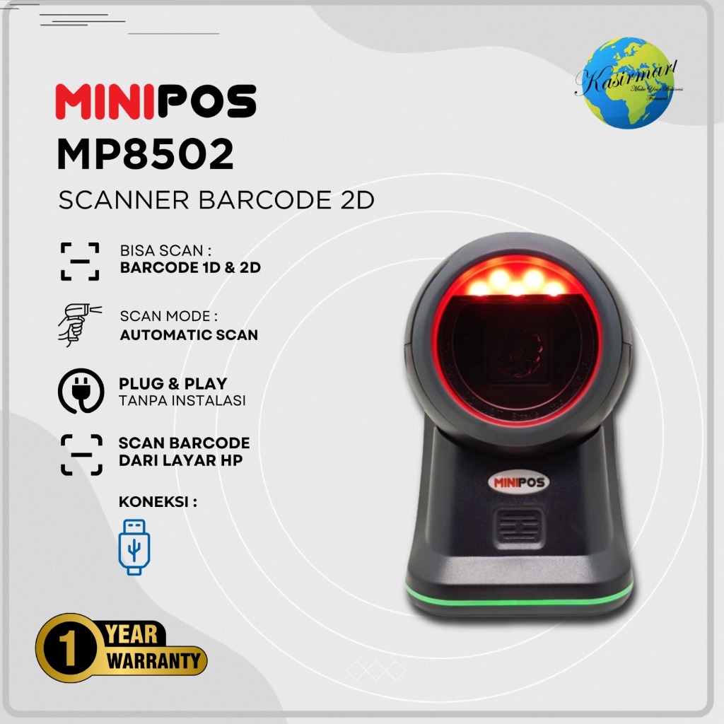 Scanner Barcode Minipos DSCAN MP8502 1D 2D OMNI Barcode Scanner Auto Scan Minipos MP 8502 MP-8502