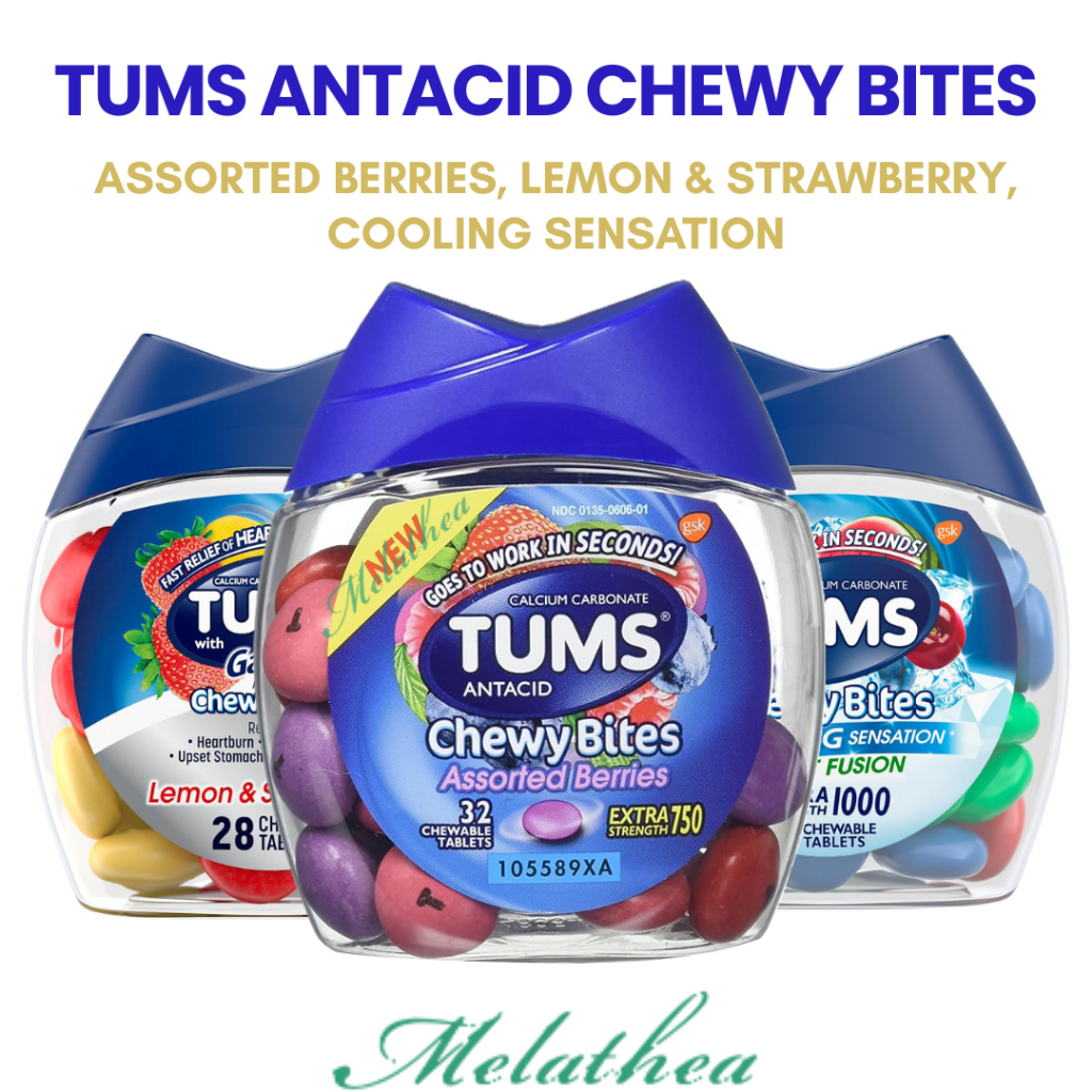 [READY] Tums Chewy Bites Extra Strength & Ultra Strength Chewable Tablets | Permen Asam Lambung, Maa