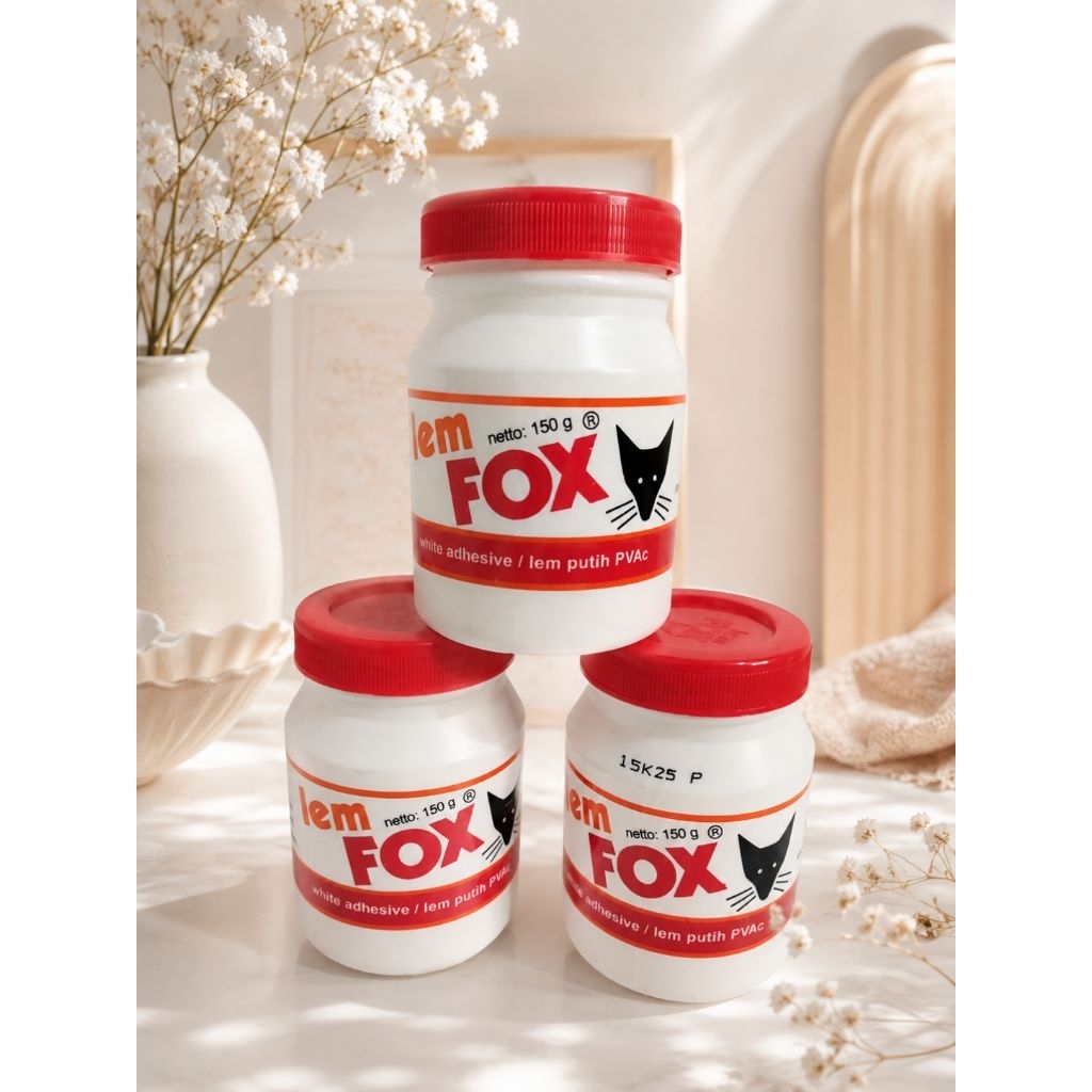 Lem FOX lem putih lem cair lem karton kertas  kayu kain lem putih PVAC botol 150 gr