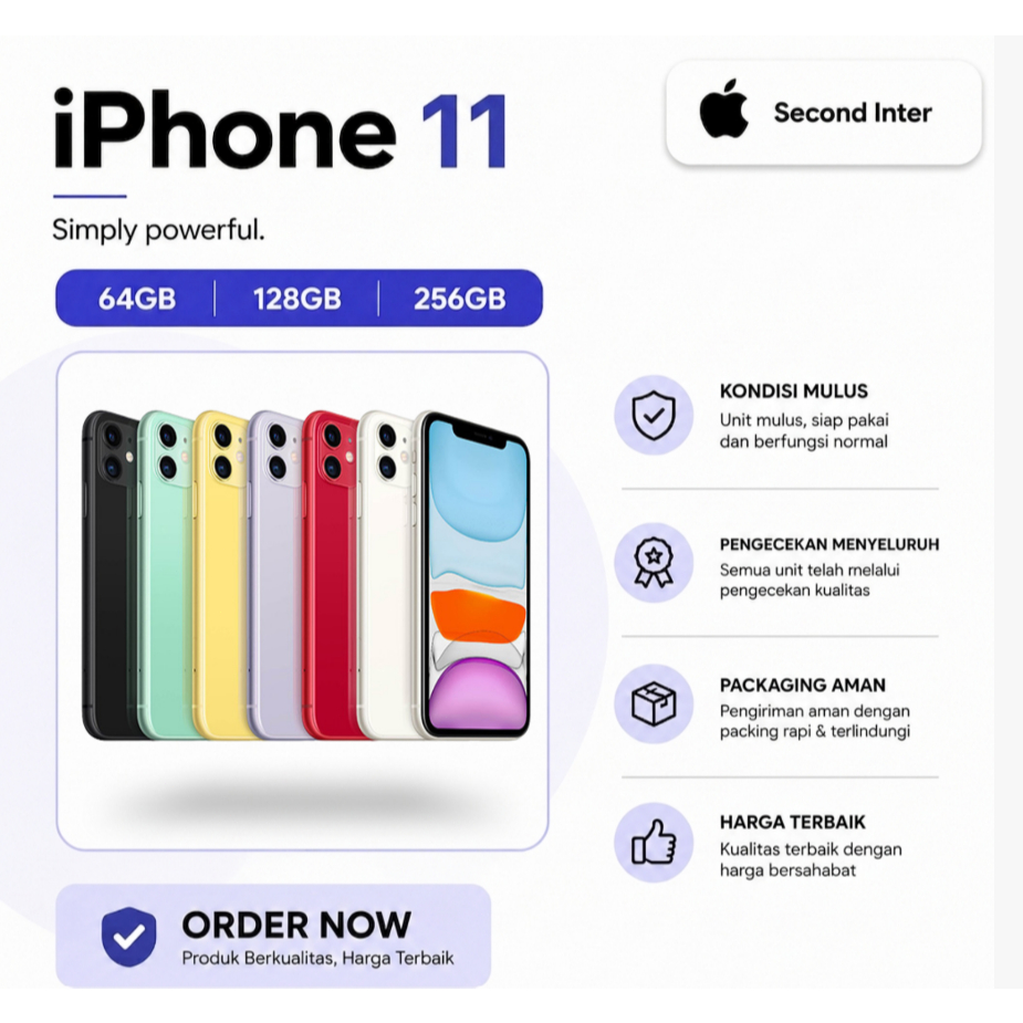 HP IPHONE 11  128GB 64GB Second inter WIFI ONLY kinophonecell MULUS SECOND ip11 FULLSET