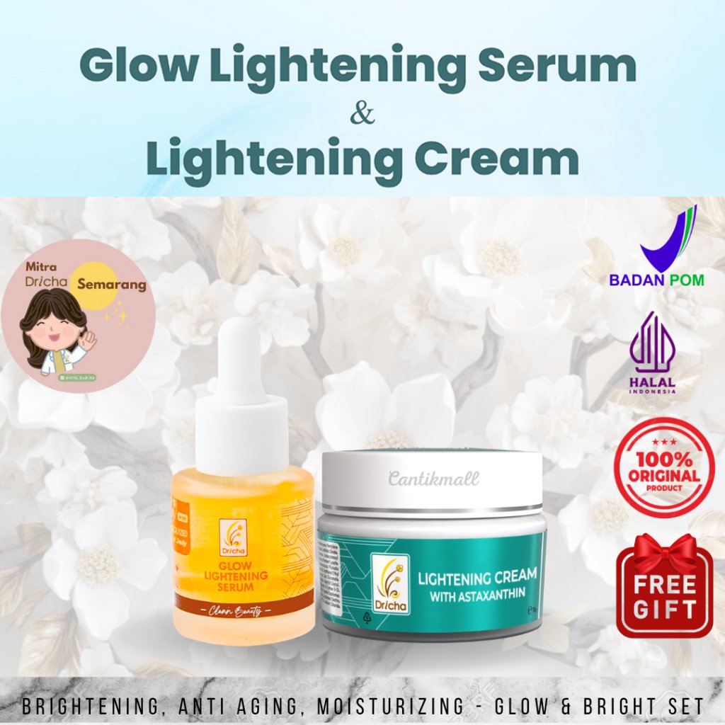 DRICHA BUNDLING – Glow Lightening Serum + Lightening Cream | Dricha Paket brightening & Glowing