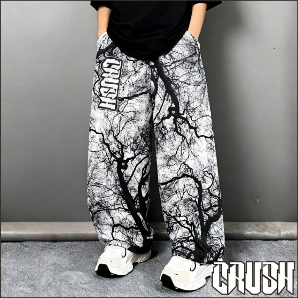 CRUSH Celana Baggy Y2K Skena Pria Unisex Pants High Waist Jogger Panjang Y2K Bahan Polysoft loose