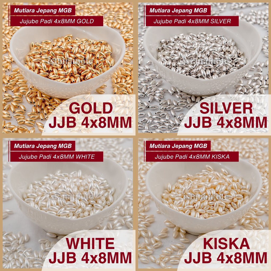 Mutiara jepang MGB 5 / 15 gram jujube padi 4x8 gold / silver / white / kiska
