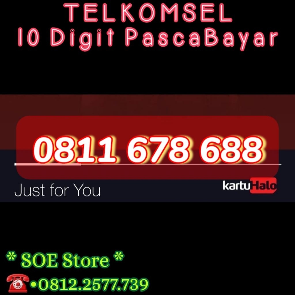 Kartu Halo 10 Digit - Nomor Cantik Kartu Perdana - Telkomsel Pascabayar -  678688 - 678 688 - 678 - 