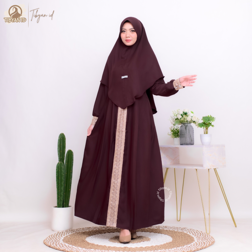 Kanaya Syari Set hijab Premium by Tibyan.id - Warna Maroon - Gamis Syari Shakila Anti UV M L XL XXL 