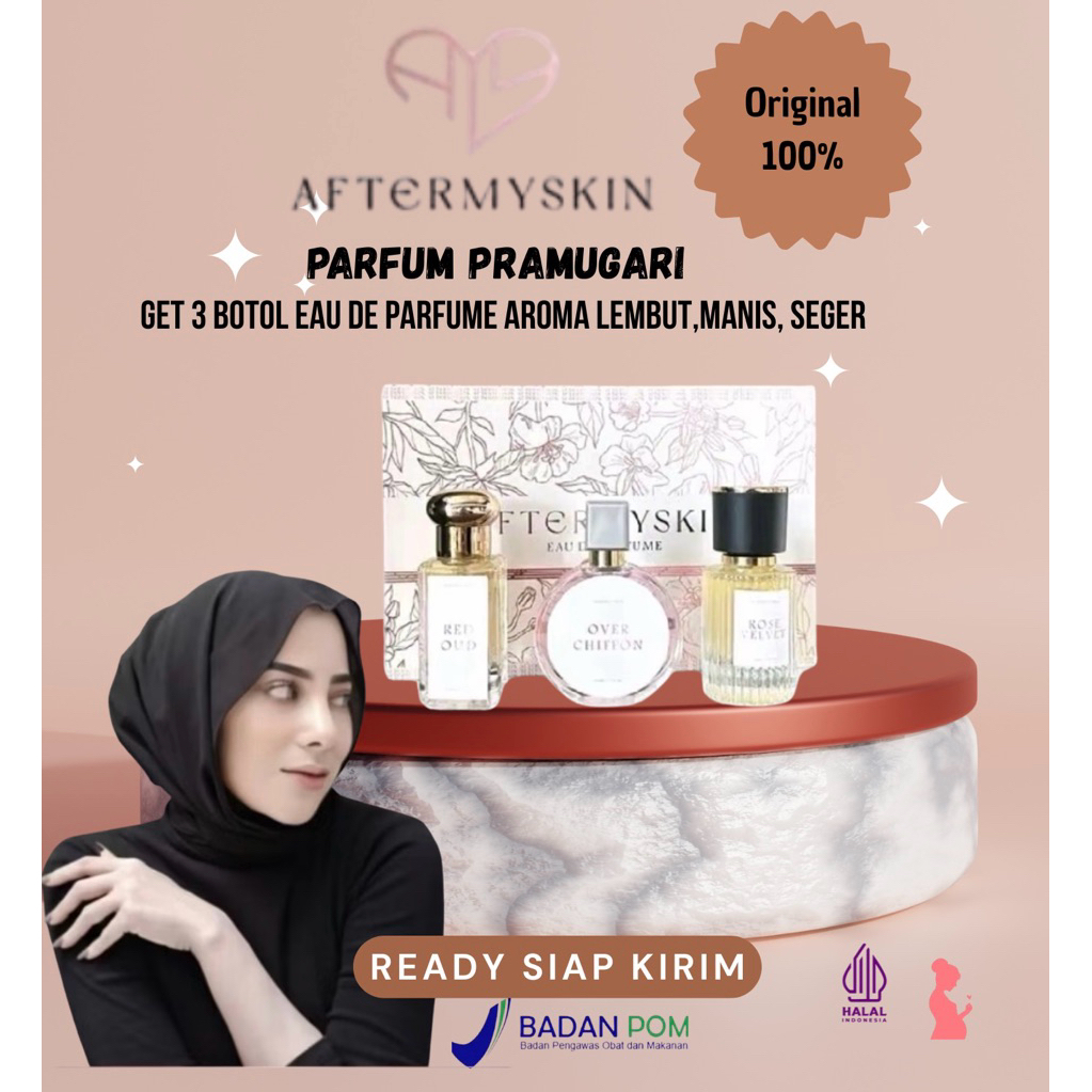 aftermyskin parfum pramugari 1 paket isi 3 botol red out, over civon, rose gold