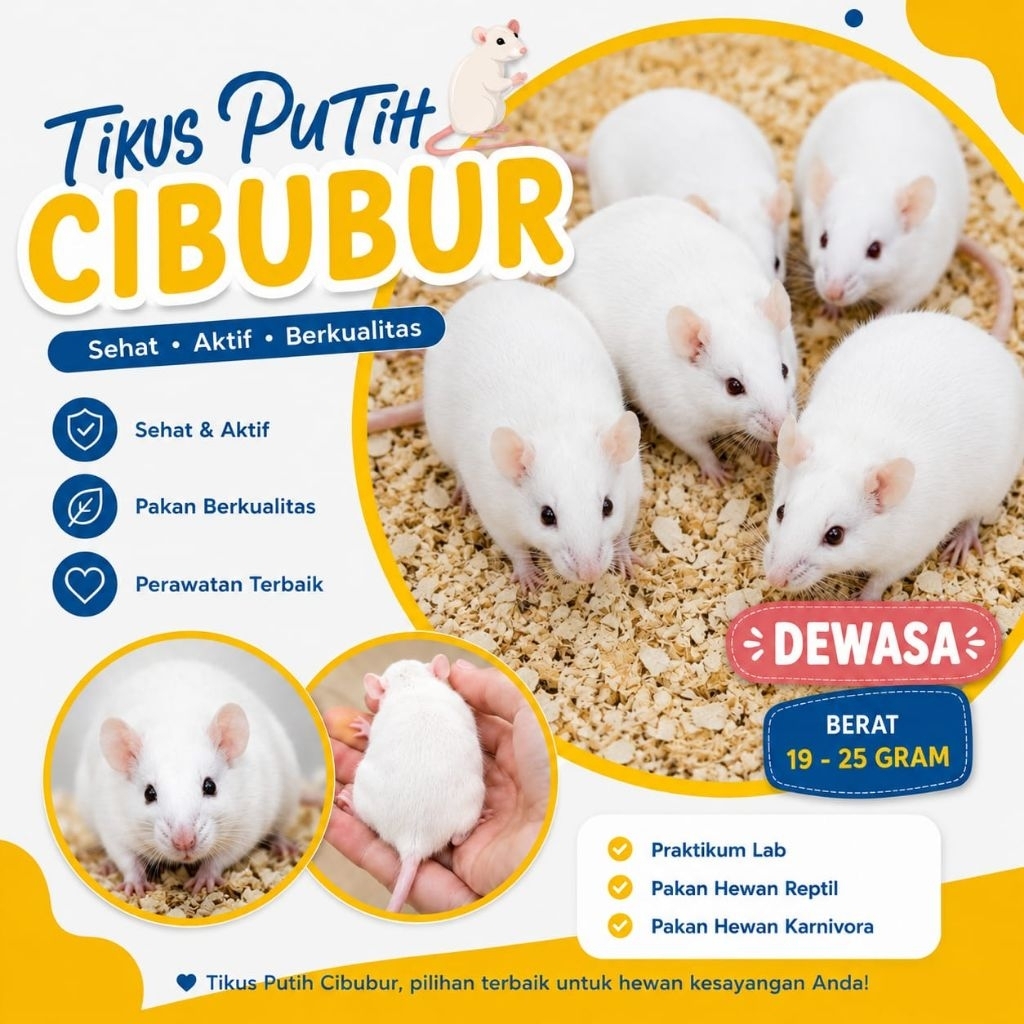 Mencit Tikus Putih Dewasa Pakan Hewan Reptil