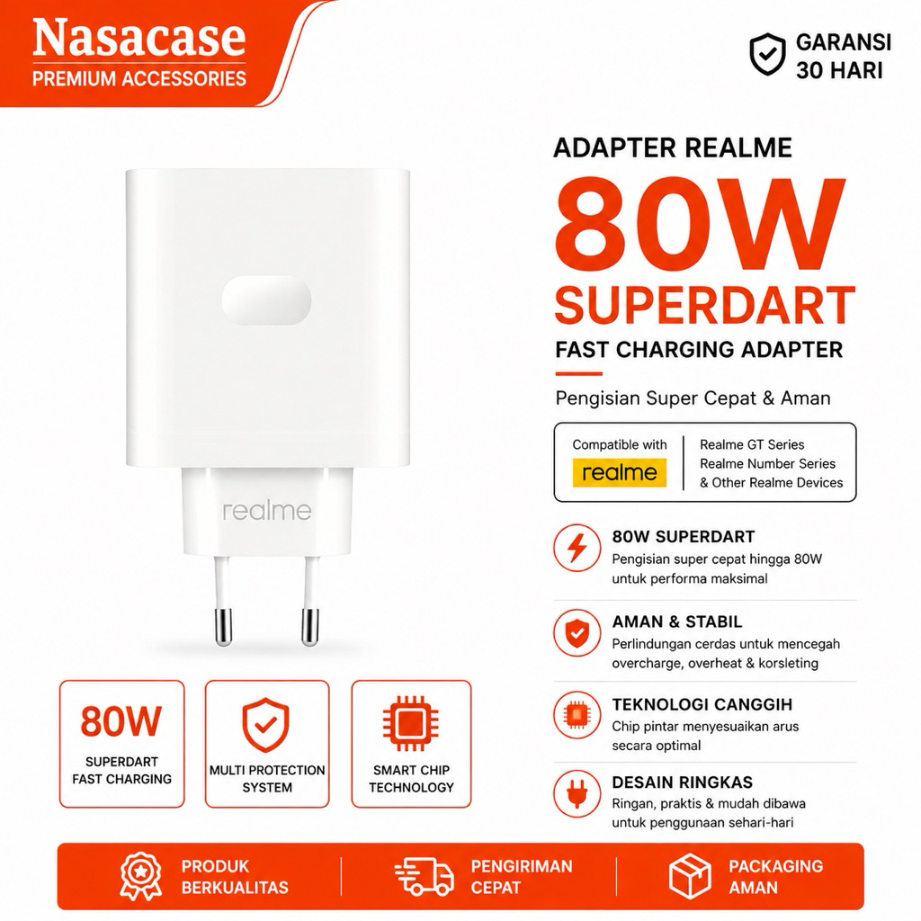 Adaptor Realme 80Watt SUPERDART aktif Type C Original 100%