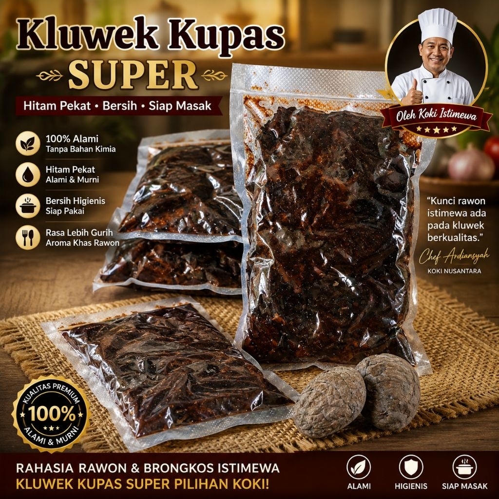 kluwek picung hitam kupas alami 1kg murah vakum