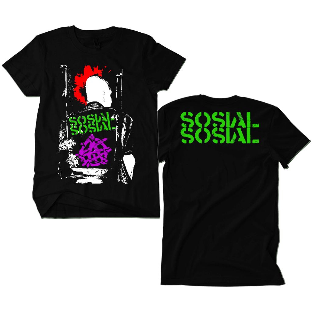 Kaos Band Punk Sosial Sosial - Back Mohawk hitam