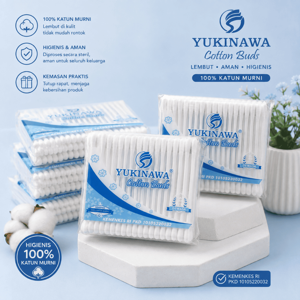 1 Pack / Isi 12 PCS  Cotton Bud yukinawa - Untuk Dewasa dan  BAYI