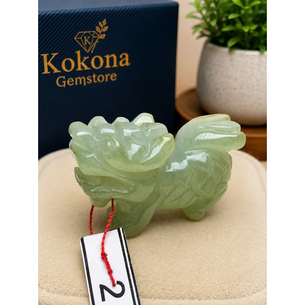 Liontin / Pajangan Mini Giok Jadeite Jade Ukir QILIN / Kirin mini 100% Natural Jade