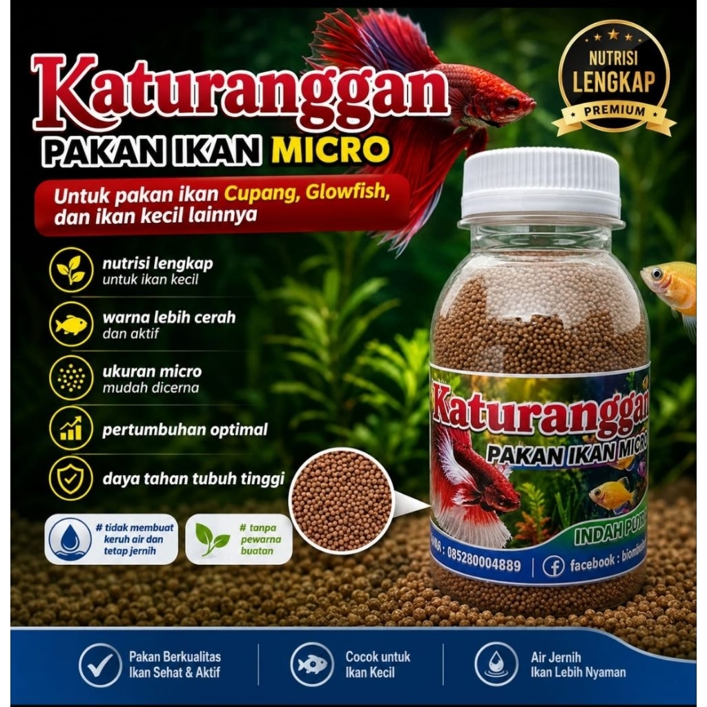 pakan ikan cupang glowfish aquascape , Katuranggan pakan ikan micro