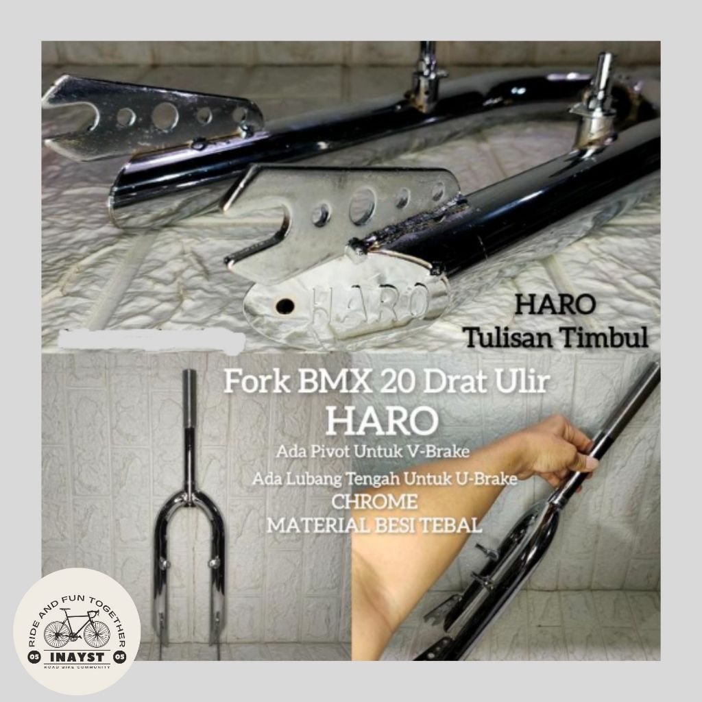 READYFork DRAT Sepeda BMX 20 Jadul HARO Garpu Pipa Steertube DRAT-ULIR Standard 25.4mm Chrome Besi T