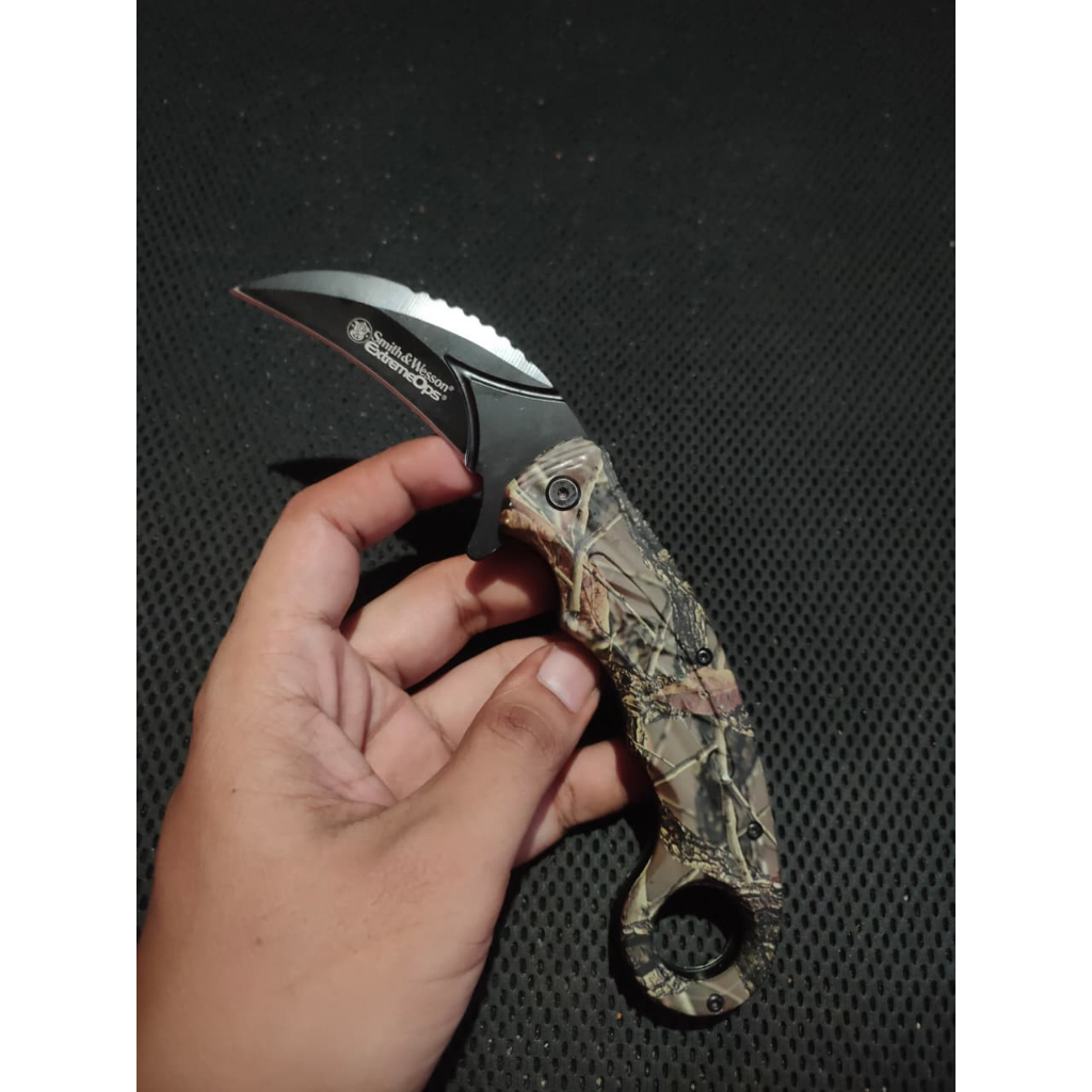 Pisau Lipat Survival Smith & Wesson Super Knife Outdoor Bushcraft Import
