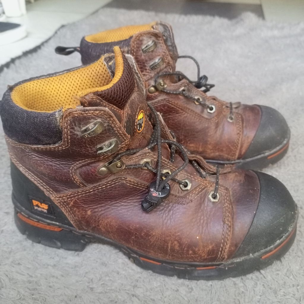 SEPATU BOOTS TIMBERLAND PRO SAFETY BROWN ORIGINAL PRELOVED SIZE 42 PRIA OUTDOOR KULIT ASLI