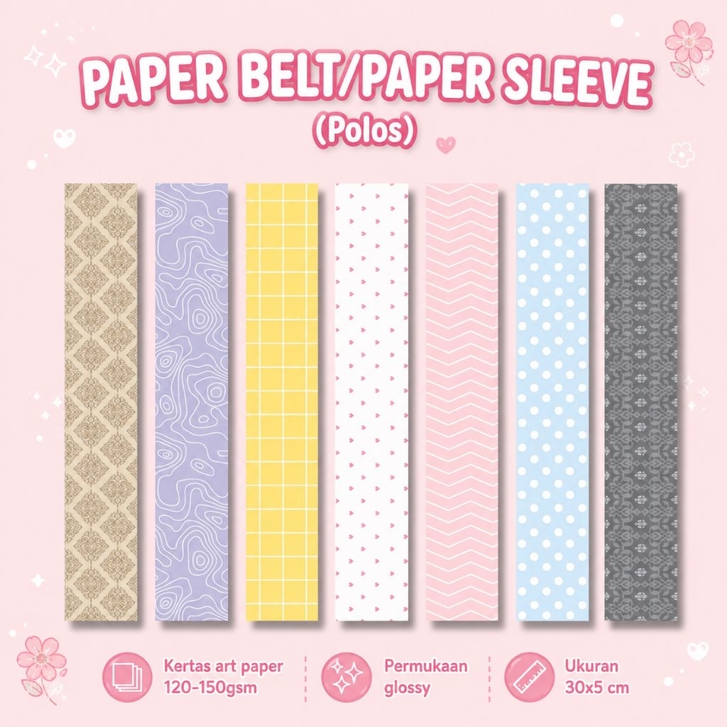 PAPER BELT PAPER SLEEVE FANCY POLOS TERMURAH / 5x30 cm SABUK KERTAS PACKAGING