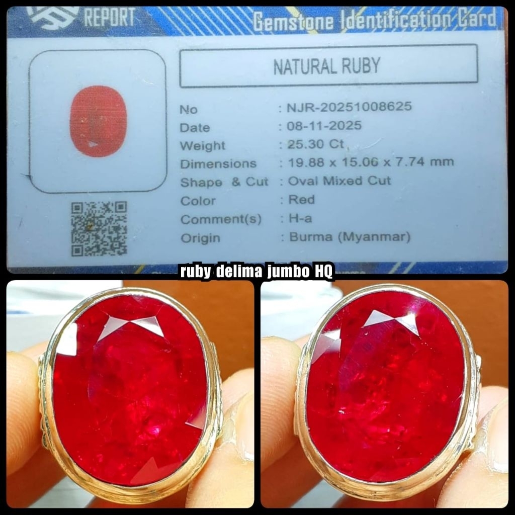 cincin perak jumbo asli batu Ruby Burma Myanmar ya