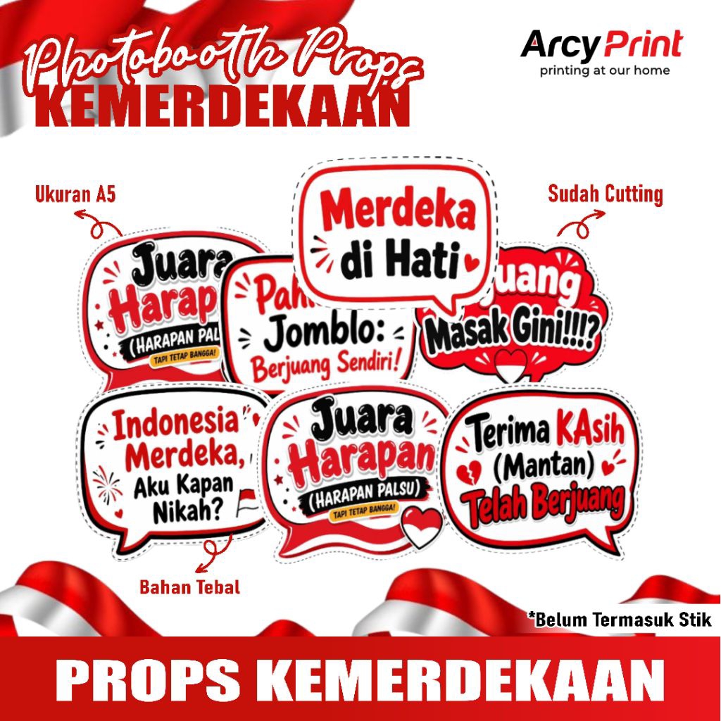 Properti Booth Kemerdekaan Props Acc 17an Photobooth 17 Agustus
