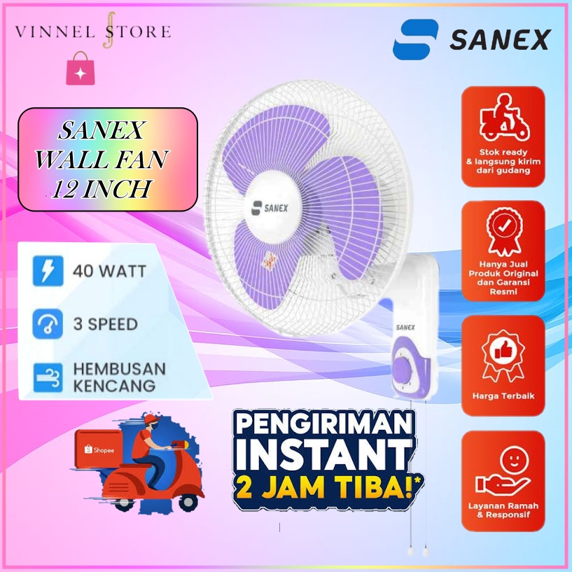 SANEX Kipas Angin Dinding 12 Inch - SANEX Wall Fan 12 inch