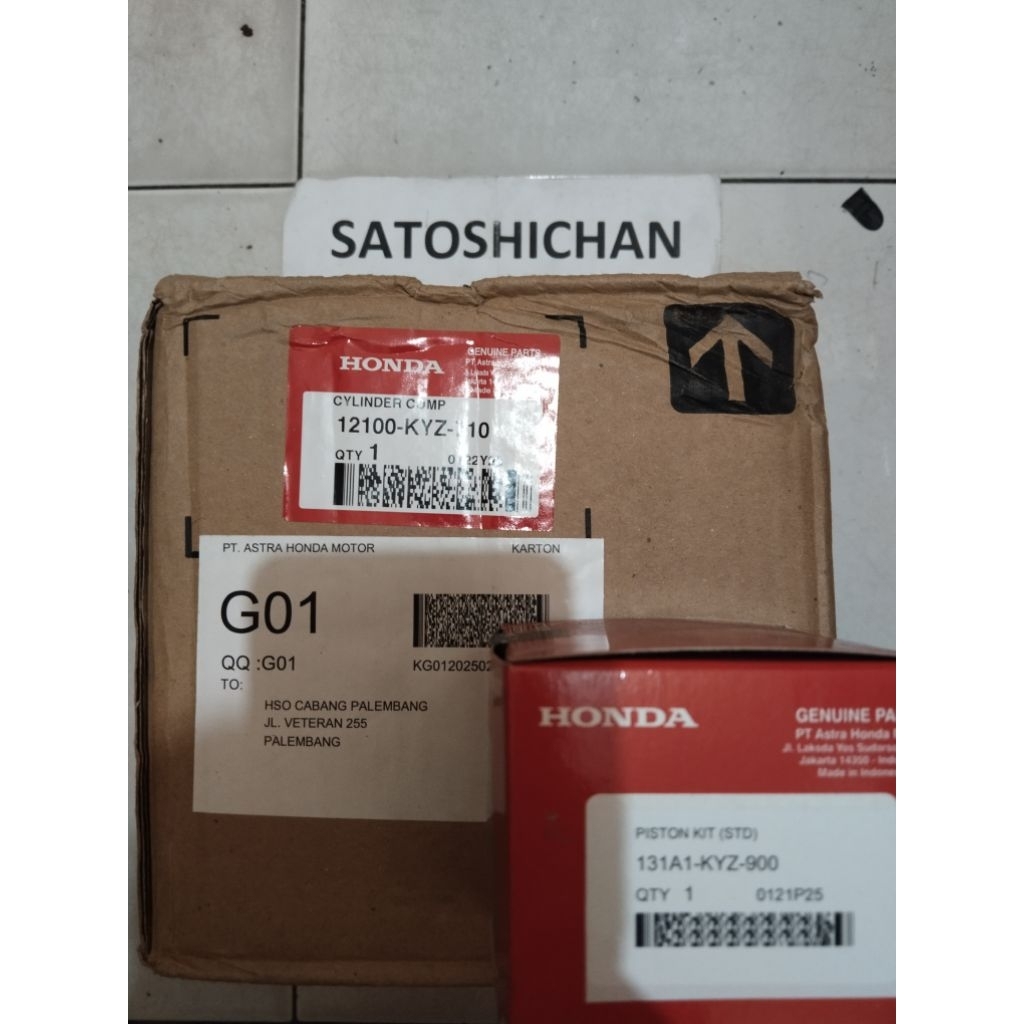Blok + Piston Kit Supra 125 F1 2014/Helm In Injeksi 12100-KYZ-710 + 131A1-KYZ-900 Original AHM