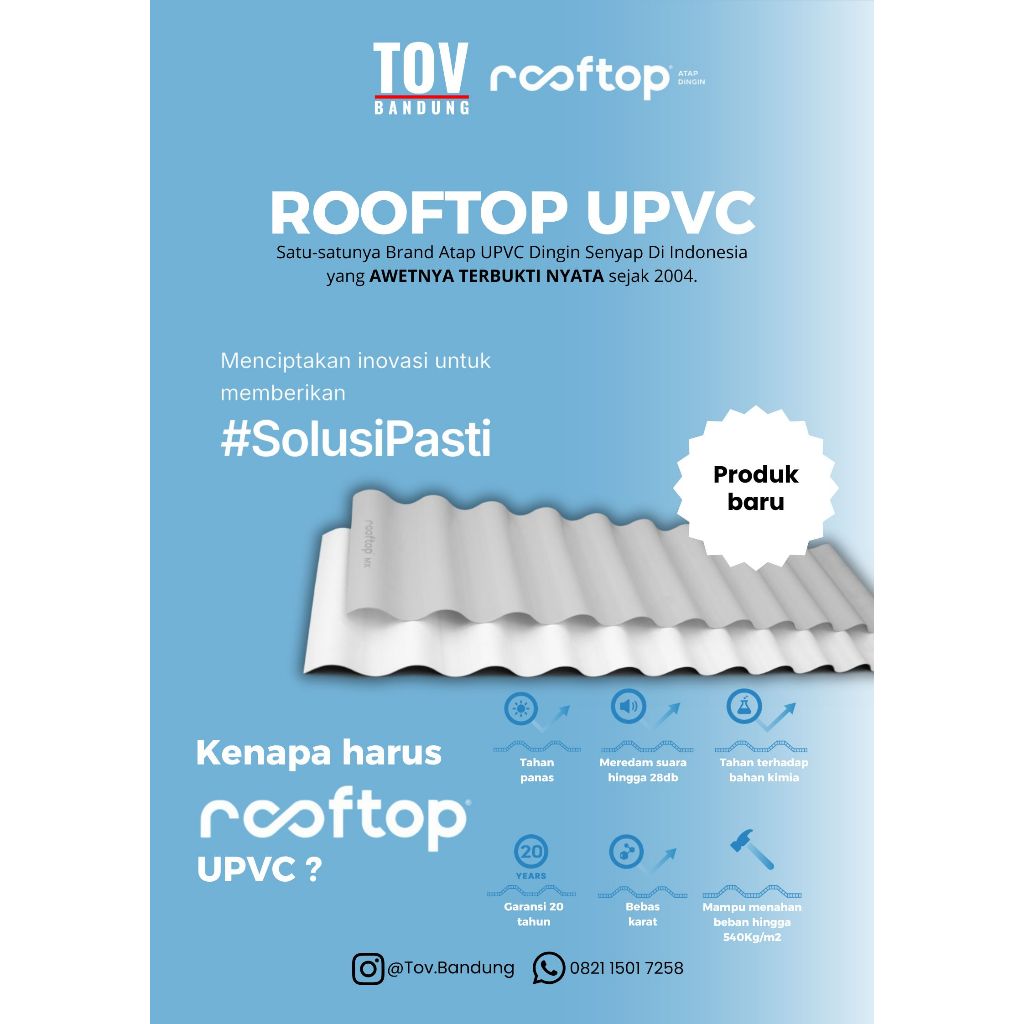 Rooftop Atap UVPC Dingin FX Series Doff dan semi transparan