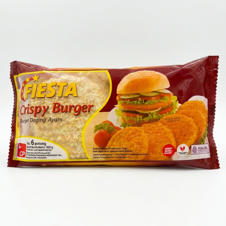 FIESTA Chicken Crispy Burger 6 Pcs 360g Daging Ayam Renyah Isi 6