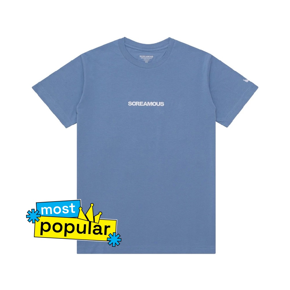 Screamous Kaos T-Shirt LEGEND TINY ON WHITE FADED DENIM