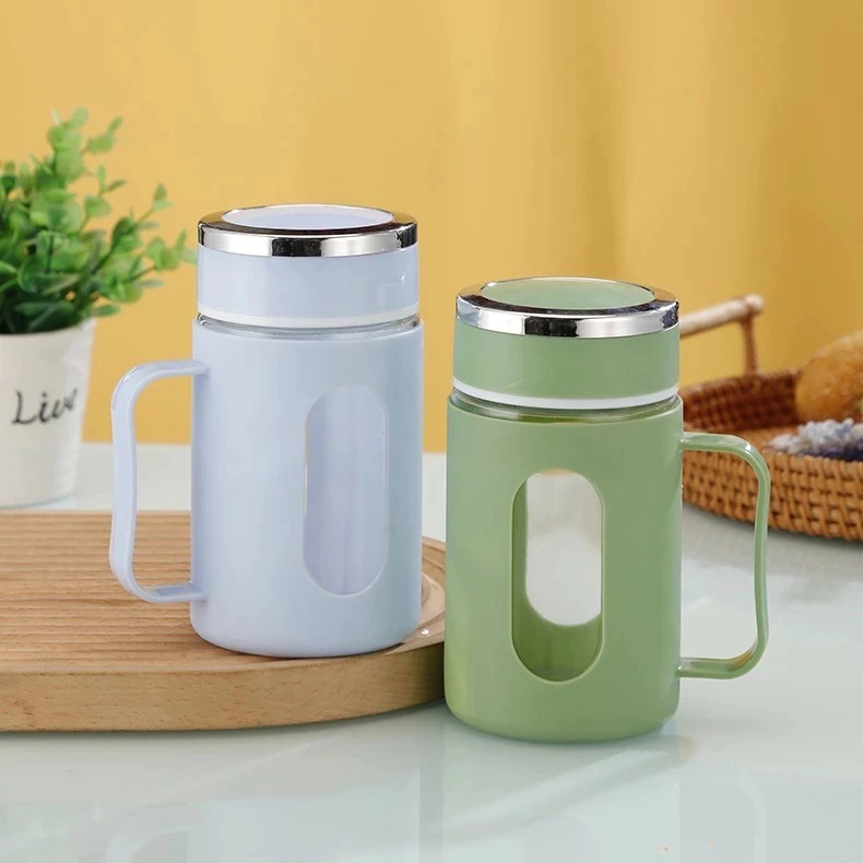 MUG CANTIK GELAS KACA TUMBLER GLASS BOTOL MINUM AIR PANAS DINGIN