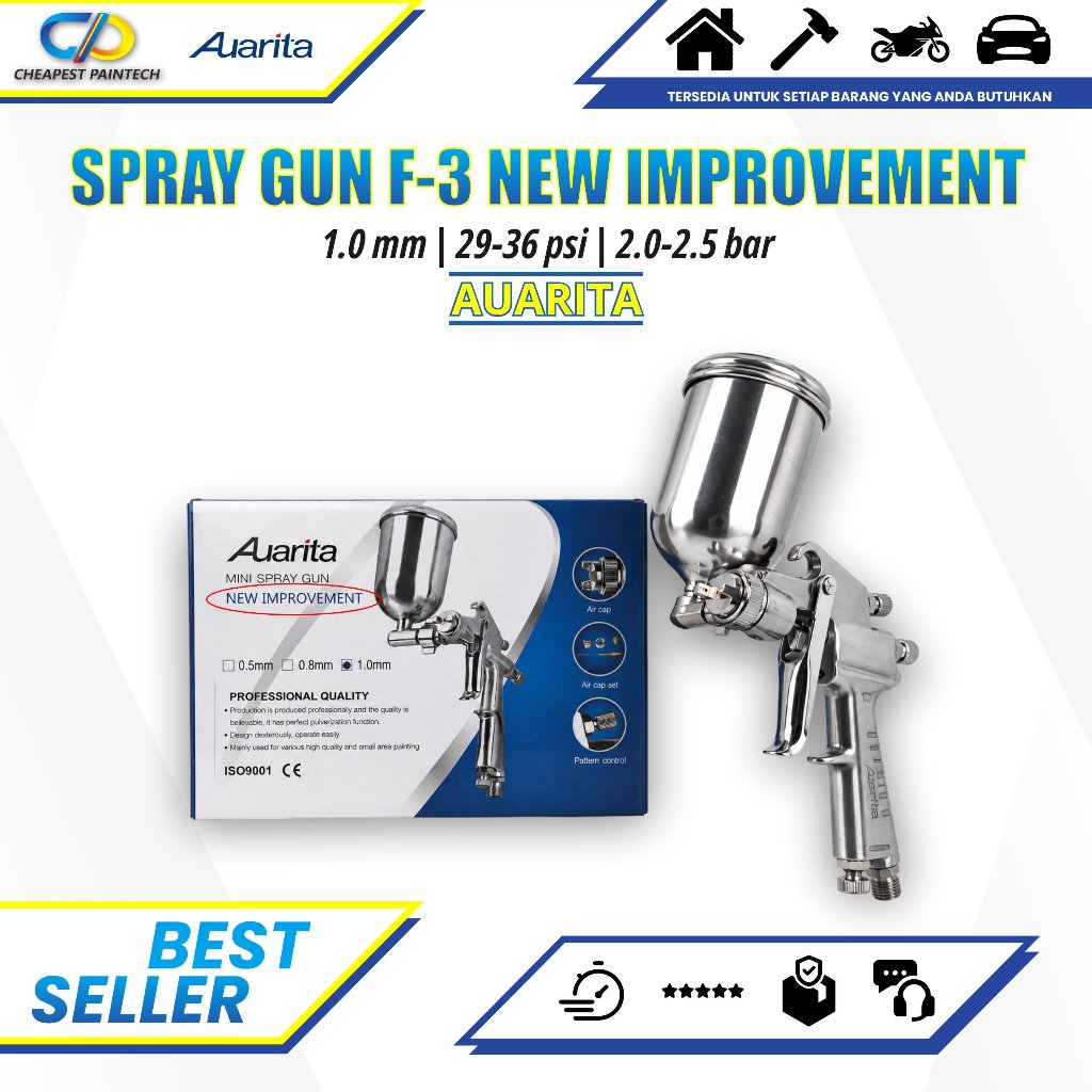 Spray Gun Auarita F3 New Improvement - F3 Modif Nozzle 1.0 mm