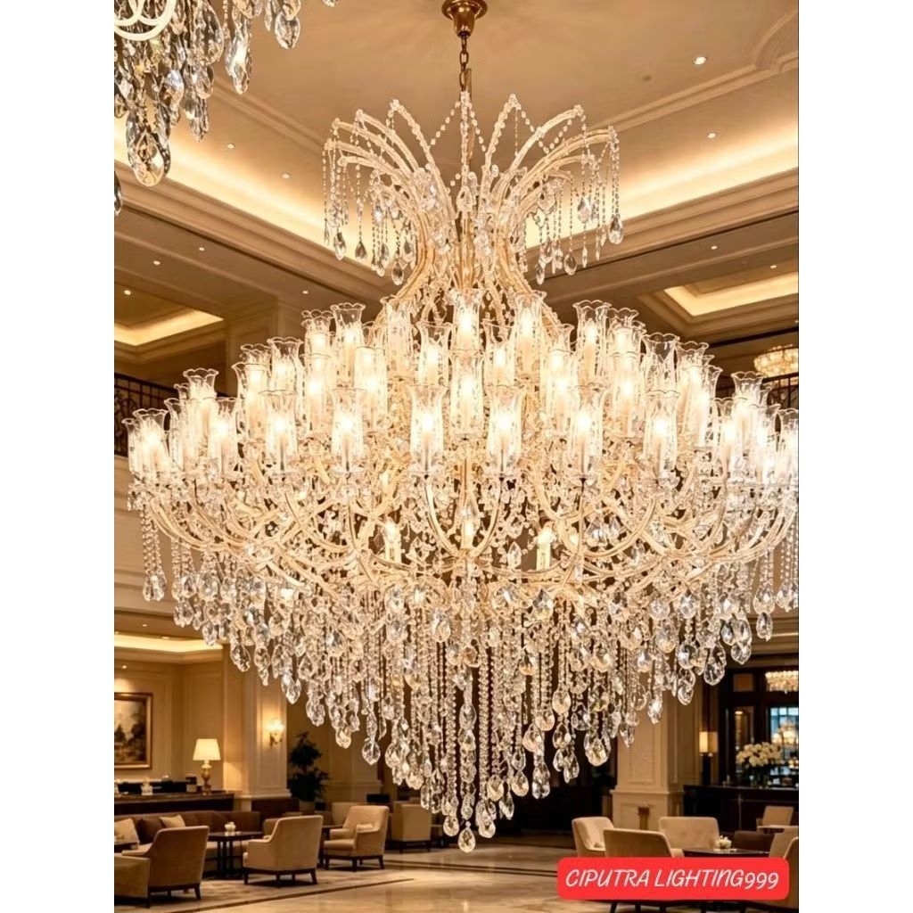 Lampu Gantung Hias Void Kristal Lilin Ceko 104 Lampu Semprong Mewah