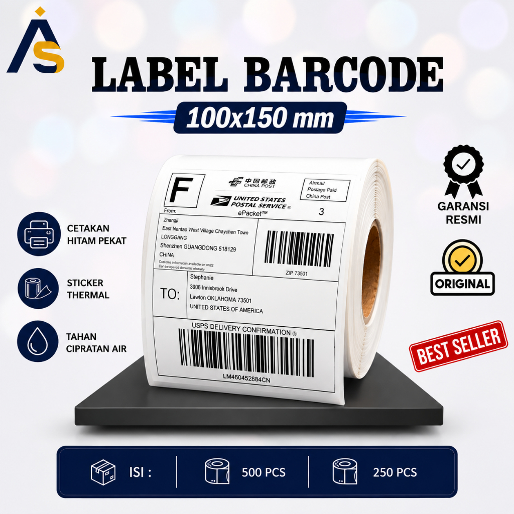 LABEL BARCODE 100X150 KERTAS STICKER THERMAL DIRECT UK 100X150