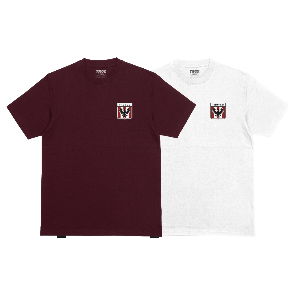 Troy Company T-Shirt Maroon White Flaygo - Kaos Pria Lengan Pendek Maroon Putih MTD 3675