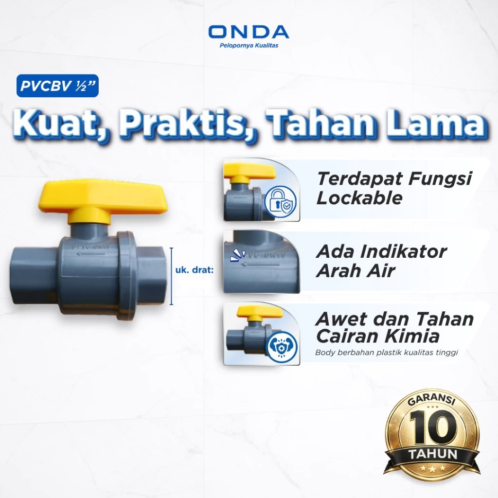 Onda Stop Kran Water Mur Ball Valve Pvc ONDA PVCBV WM 1 1/2 Inch