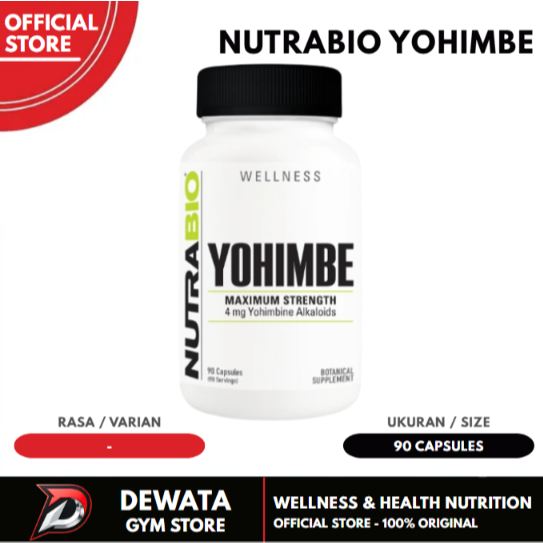 NutraBio Yohimbe 100mg 90 Kapsul Suplemen Energi Pembakar Lemak Dan Vitalitas Pria Nutra Bio