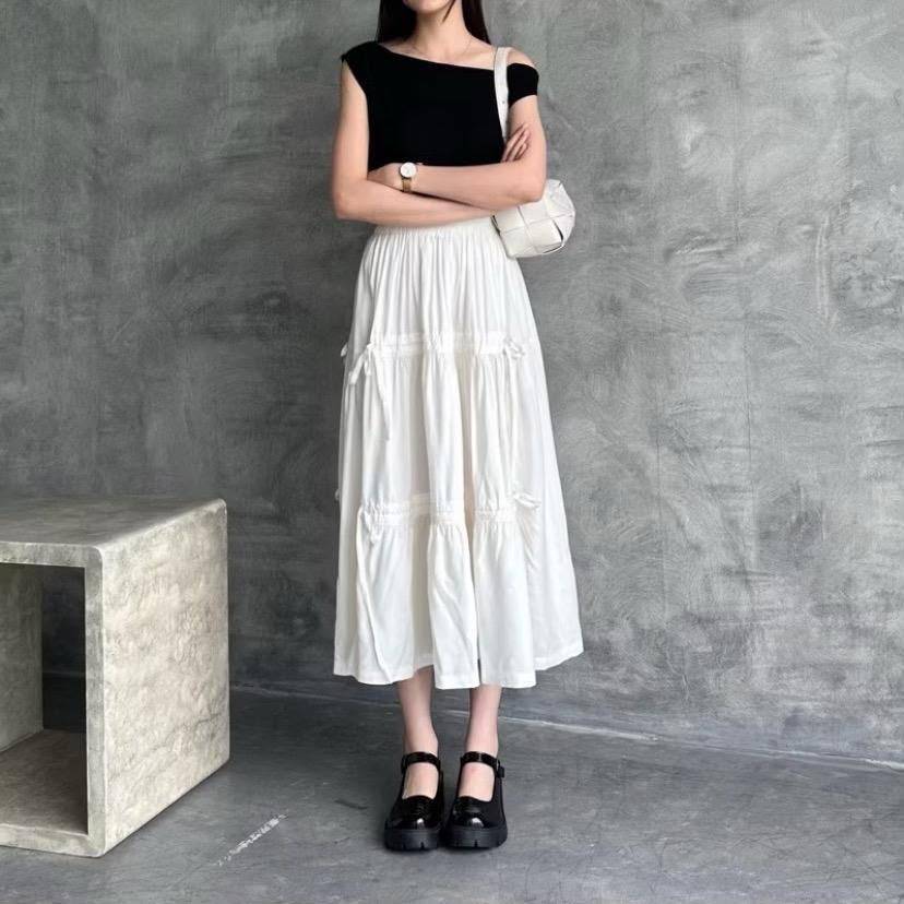 LYRA SKIRT Rok Korean Style Wanita Lucu Panjang Serut Fashion Muslim Bahan Katun Polo Linen Lingkar 