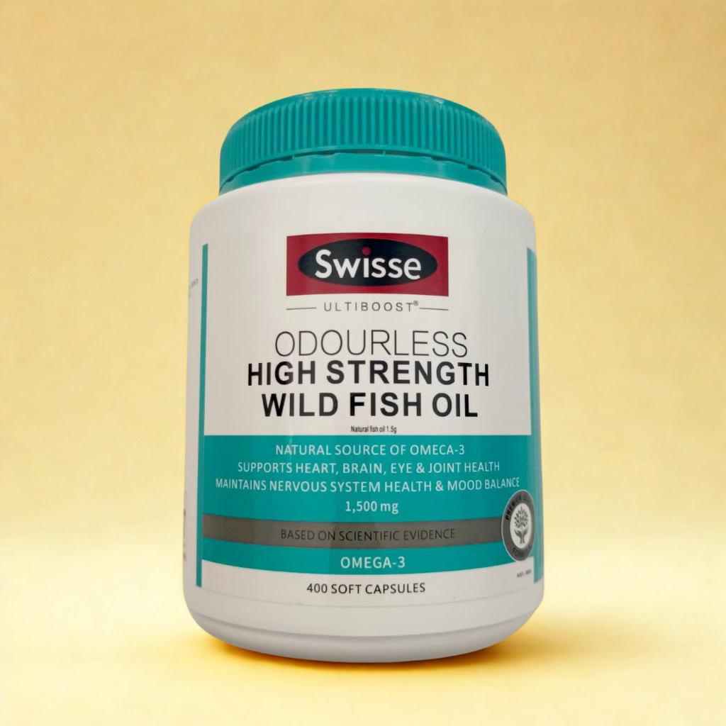 Swisse Ultiboost Odourless Wild Fish Oil 1500mg Super High Strength 1500 mg 400 capsules kapsul
